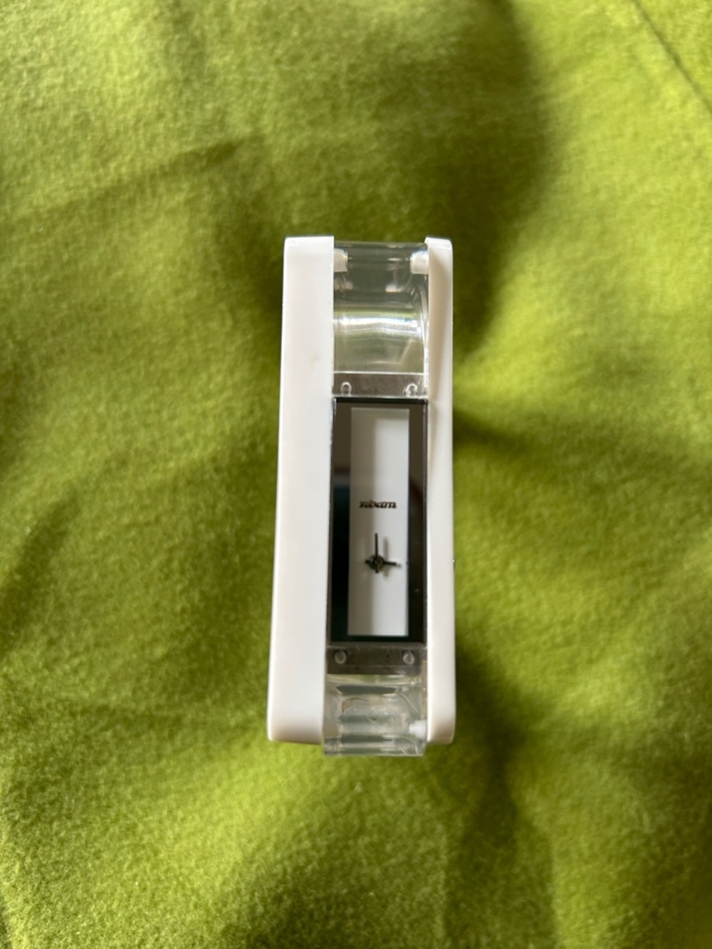 Vintage White & Clear Square Bangle Bracelet Watch